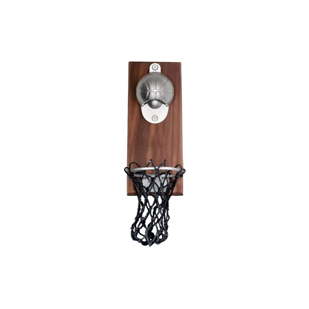 1 Set Creative Cartoon Multifunction Bottle Wall Mount Basketball Wine Opener Embedded Solid Wood Fridge Magnet Kitchen Tools