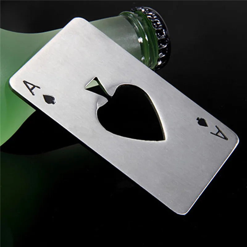 1Pcs Creative Poker Shaped Bottle Can Opener Stainless Steel Credit Card Size Bar Restaurant Beer Metal Opening Tool Gift