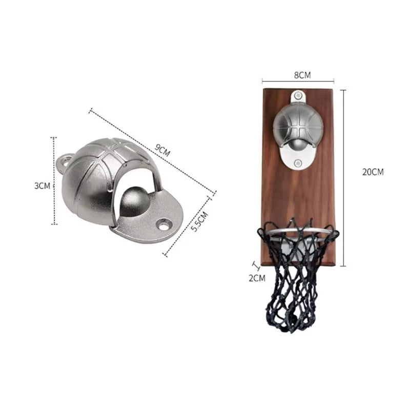 1 Set Creative Cartoon Multifunction Bottle Wall Mount Basketball Wine Opener Embedded Solid Wood Fridge Magnet Kitchen Tools