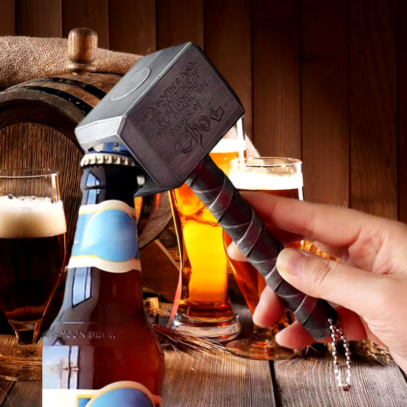 Thors Hammer Bottle Opener Creative Retro Beer Bottle Openers Multifunction Long Handle Beer Corkscrew Keychain Gift for Men